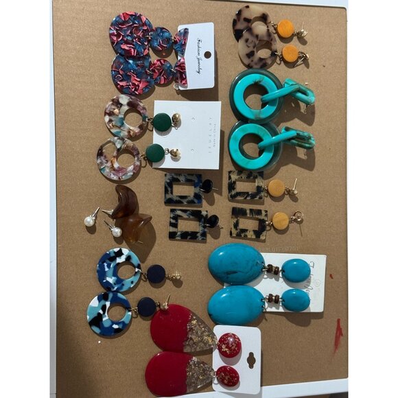 Beonon Trendy Resin Statement Earrings Set – 14 Unique Pairs for Women - Picture 1 of 4